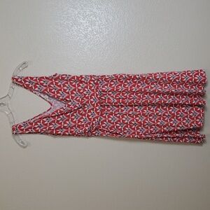 Boden Effie Palm Petal Jersey V-Neck Dress With Pockets 8R Cherry Red Spring